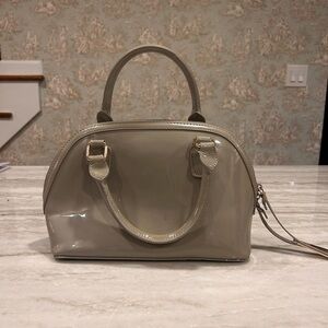 BCBG Elegant Gray Patent Leather Handbag
